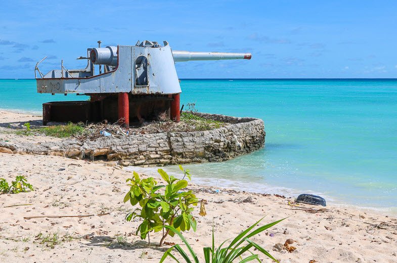 Red Beach &amp; WWII Bunkers, Betio Islet, South Tarawa, Kiribati